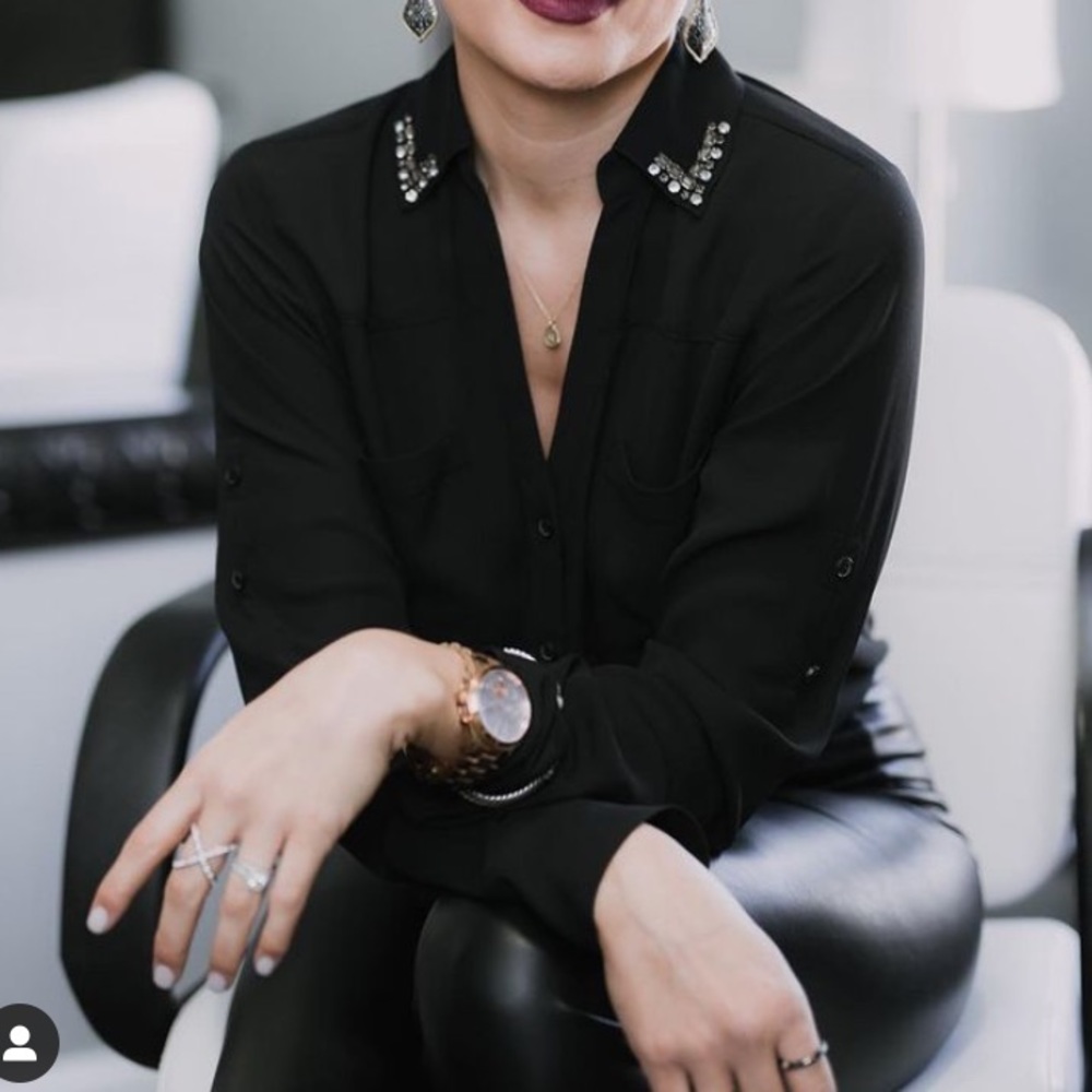 Black Button Up with Bling